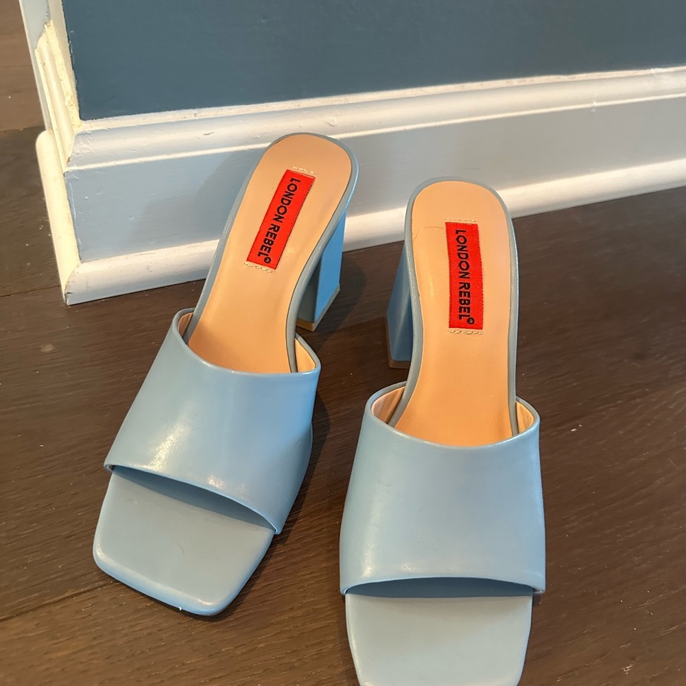 Women's Blue Block Heel Sandals